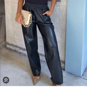 Wilfred Desiree High Rise black Vegan Leather Straight Leg Pants Size XS